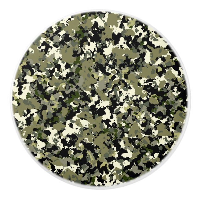 Grönt Black Cream Camouflage Mönster Skriv ut Knopp (Framsidan)