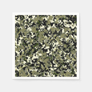 Grönt Black Cream Camouflage Mönster Skriv ut Pappersservett