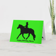 Grönt Black Cute Pony Rider Silhouette Birthday