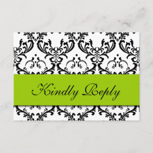 Grönt Black Damask Wedding OSA Kort