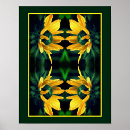 Grönt Black Eyed Susan Abstrakt Flower Art Poster