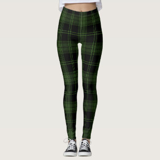 Grönt, Black Färg, Grönt Apple Twill Tartan Leggings