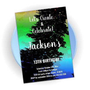 Grönt Black Färg Paint Birthday-inbjudningar Inbjudningar