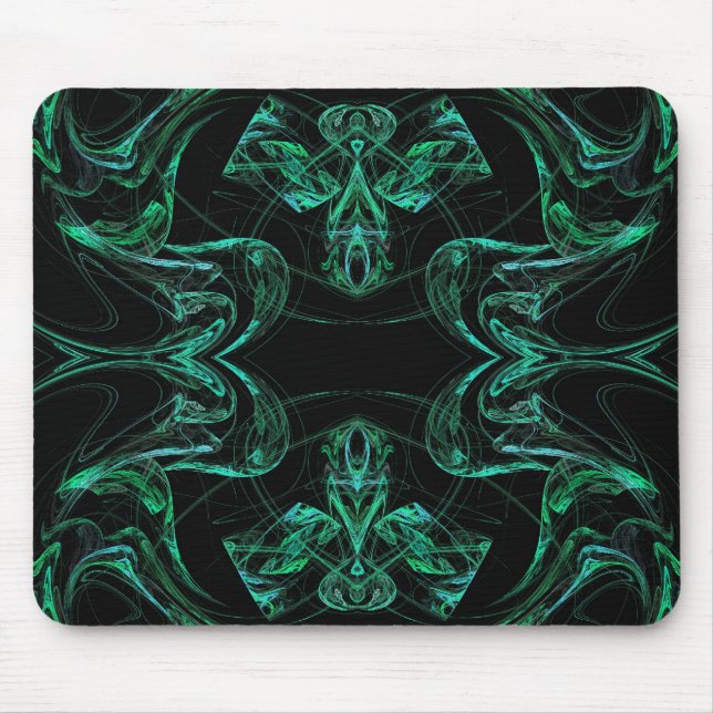 Grönt & Black Fractal Mousepad Musmatta (Framsidan)