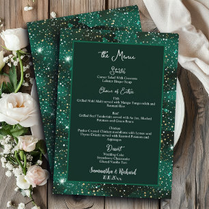 Grönt Black Glitter 5 x 7-tums Bröllop-meny Meny