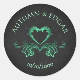 Grönt Black Gothic Bröllop Runt Klistermärke