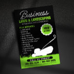 Grönt Black Gräsmatta Landscaping Service Lawncare Flygblad<br><div class="desc">Den här öga-flygplanen är perfekt för alla gräsmatta- och landskapsföretag som vill ha ett klassiskt utseende och professionell. Den enkla men opraktiska designen har en silhuett av en gräsklippare mot en grönt bakgrund, som omedelbart förmedlar dina tjänster till potentiella kunder. Nyckel-funktioner: Tydlig och koncis meddelandehantering: Utformningen belyser dina tjänster, kontaktinformation...</div>