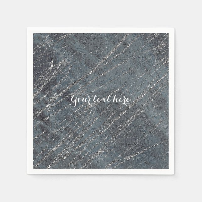 Grönt Black Grått Modern Marble Designer Party Pappersservett (Framsidan)