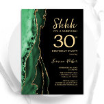 Grönt Black Guld Agate Surprise 30års födelsedag Inbjudningar<br><div class="desc">Emerald grönt,  Black och guld agate överraskade 30års födelsedag. Elegantens moderna utformning med grönt vattenfärg gör marmor geodebakgrund,  faux glitter guld och typografi till skript. Trendig inbjudan-kortets perfekt för en snyggt kvinnor i firande. Skrivna Zazzle-inbjudningar eller digital utskrivbar mall för omedelbar nedladdning.</div>