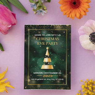 Grönt Black Guld Modern jul Kväll Party Julkort