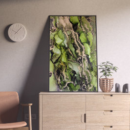 Grönt Black Guld, unik alkohol Bläck Poster