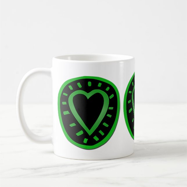 Grönt Black Heart Graffiti 2 Alla hjärtans dag Mug Kaffemugg (Vänster)