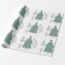 Grönt Black Illustrated Julwrapping Papper Presentpapper