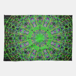Grönt Black Kaleidoscope Mandala Art Kökshandduk