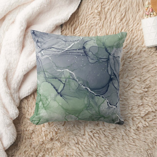 Grönt bläck kudde (Filt)