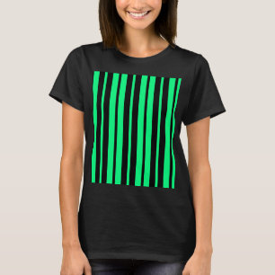 Grönt Black Lodrät Rand Mönster Design T Shirt