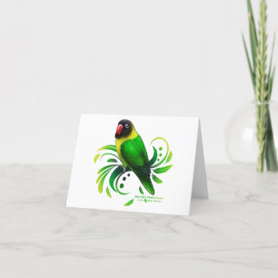 Grönt Black Mask Lovebird Helgkort