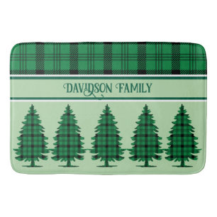 Grönt Black Mysigt Tartan Gräs Träd Badrumsmatta