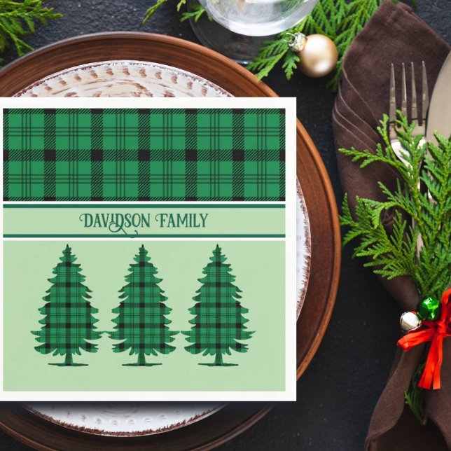 Grönt Black Mysigt Tartan Gräs Träd Pappersservett (Skapare uppladdad)