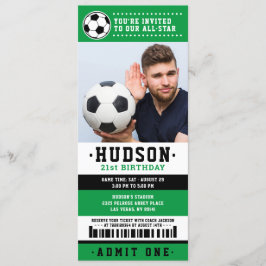 Grönt Black Ocer Biljett Födelsedagsfest Photo Inbjudningar