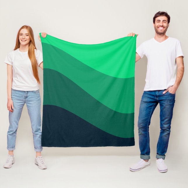 Grönt Black Ombre Wave mönster Fleecefilt (På plats)