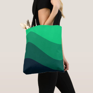 Grönt Black Ombre Wave mönster Tygkasse