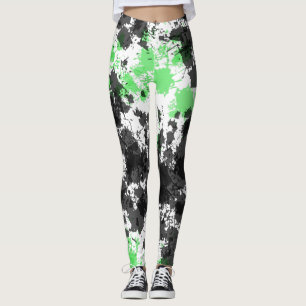Grönt Black Paint Splat Leggings