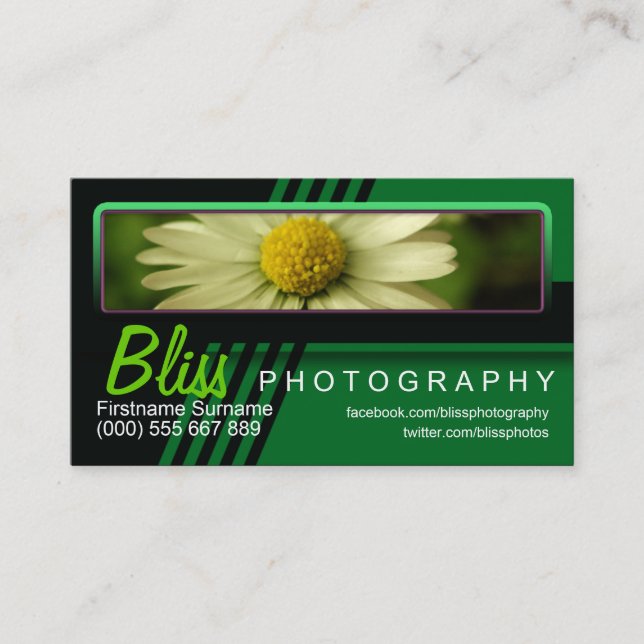 Grönt Black Photography w/ Photo Template Visitkort (Framsida)