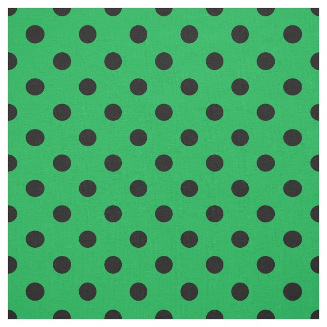 Grönt Black Polka dots Textile Tyg (Provkarta)