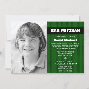 Grönt Black Rand Photo Pub Mitzvah-inbjudan Inbjudningar