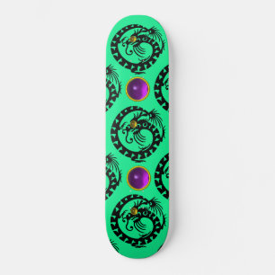 GRÖNT BLACK SNAKE DRAGON,Lila Amethyst Gems Skateboard Bräda 20,5 Cm
