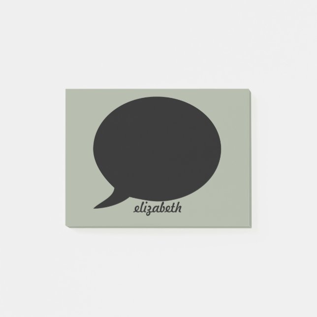 Grönt & Black Talk Bubble Personlig Namn Post-it Block (Framsida)