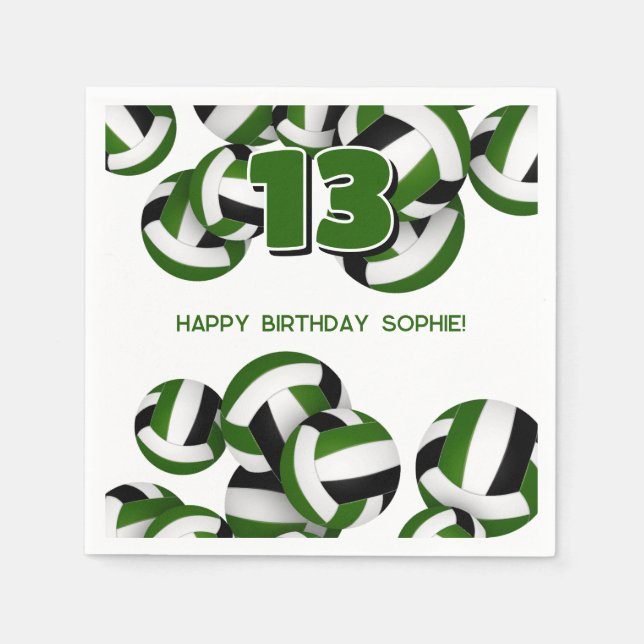 grönt Black Team färg volleyball Children Sport Pappersservett (Framsidan)