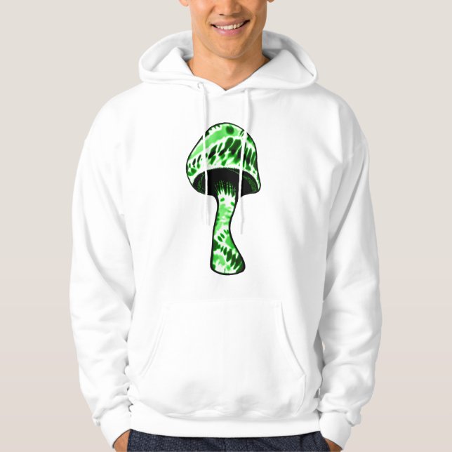 Grönt Black TieDye Mushroom Hooded Sweatshirt (Framsida)