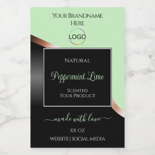 Grönt Black Vågigt Ro Guld med Logotyp-produktetik Mat Etikett