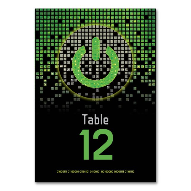 Grönt Black Video Game Gamer Pub Mitzvah Bordsnummer (Framsidan)