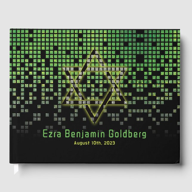 Grönt Black Video Game Gamer Pub Mitzvah Gästböcker (Framsida)