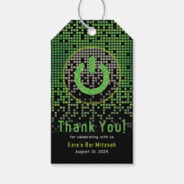 Grönt Black Video Game Gamer Pub Mitzvah Presentetikett