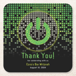 Grönt Black Video Game Gamer Pub Mitzvah Underlägg Papper Kvadrat