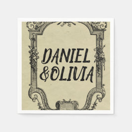 Grönt Black Vintage Classic Bröllop Pappersservett