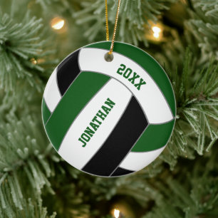 Grönt Black volleyball Team färg personlig Julgransprydnad Keramik