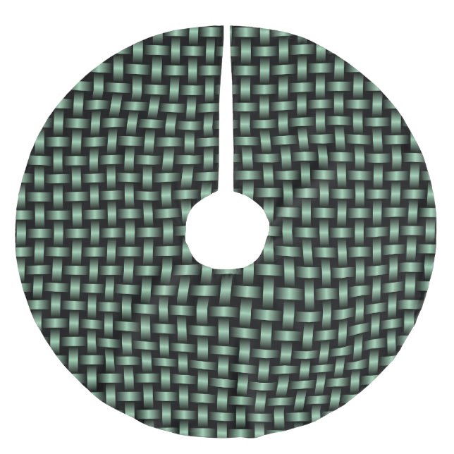 Grönt Black Weave Mönster Julgransmatta Borstad Polyester (Framsidan)