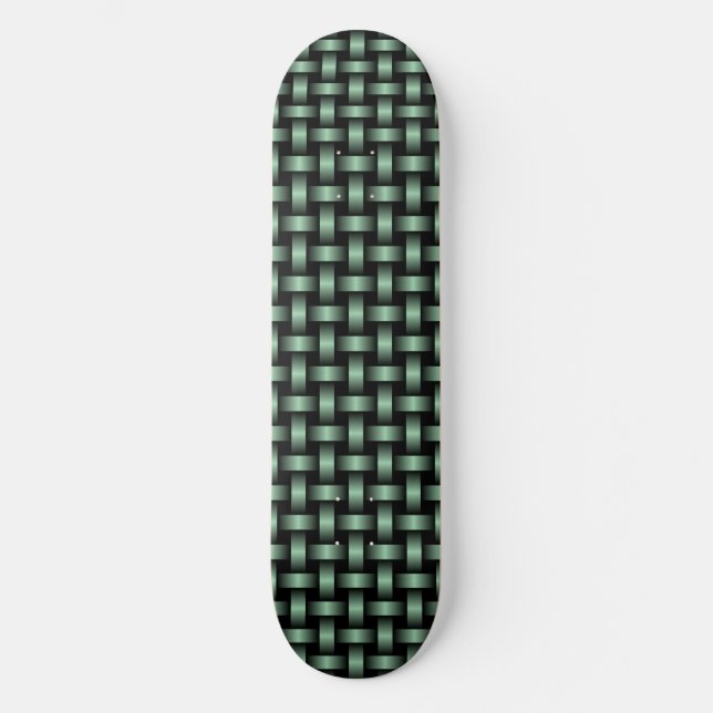 Grönt Black Weave Mönster Mini Skateboard Bräda 18,5 Cm (Framsida)