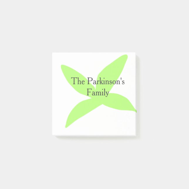 Grönt blad abstrakt pastell familjenamn retro boho post-it block (Framsida)