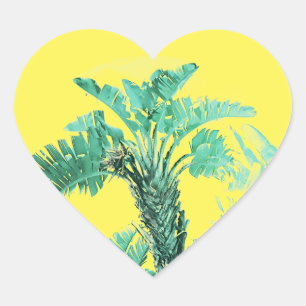 Grönt blad bananplanta hjärtformat klistermärke