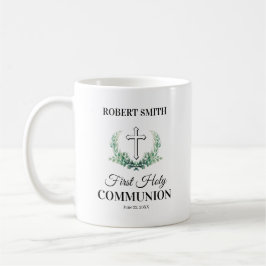 Grönt blad första kommunion kaffemugg