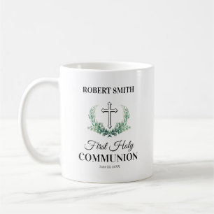 Grönt blad första kommunion kaffemugg