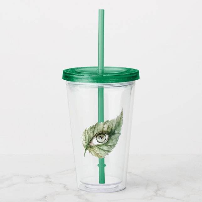Grönt blad goblinöga take away mugg (Framsida)