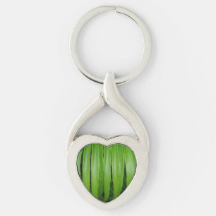 Grönt Blad Hjärtnyckelring Twisted Heart Silverfärgad Nyckelring