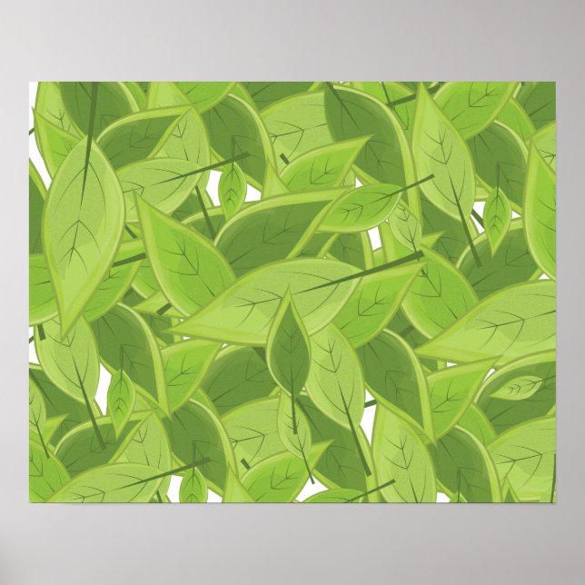 Grönt Blad Mönster Poster (Framsidan)